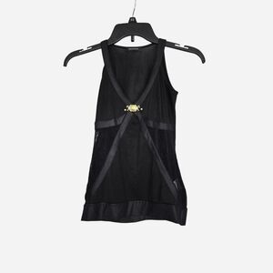 Vintage Roccobarocco Black Lace and Gold Tank Top V Neck Small Sexy Lingerie